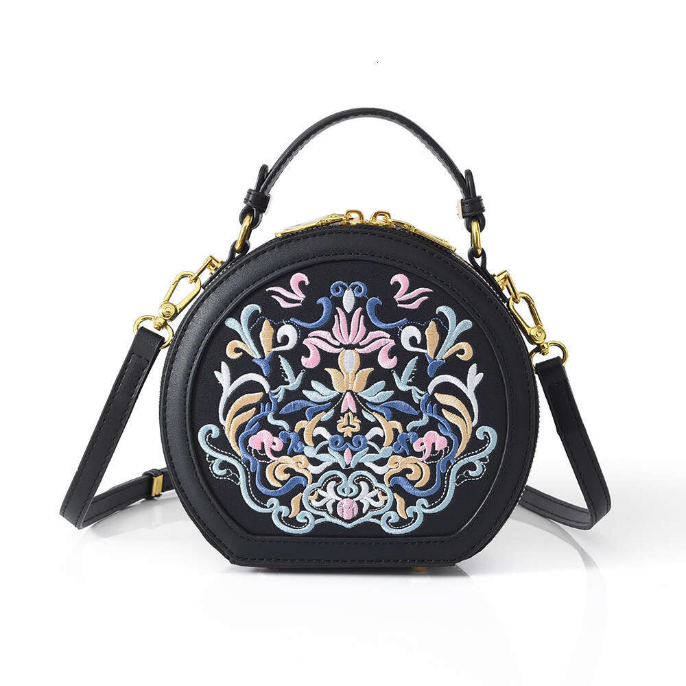 Women's New Crossbody Chinese Style Embroidery Small Round Handheld Shoulder Bag MASA
