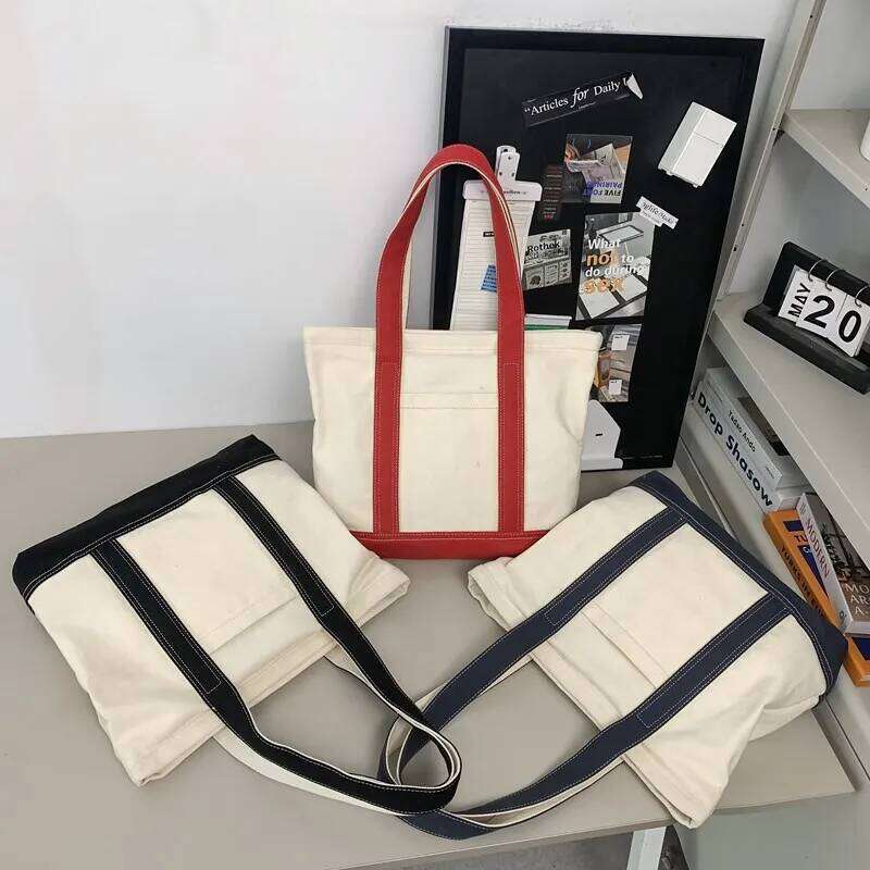 Tiptoegirls Big Square Shopping Handbag New Fashion Panelled Women Shoulder High Quality Cotton Canvas Lady Casual Totes Bag Z260130