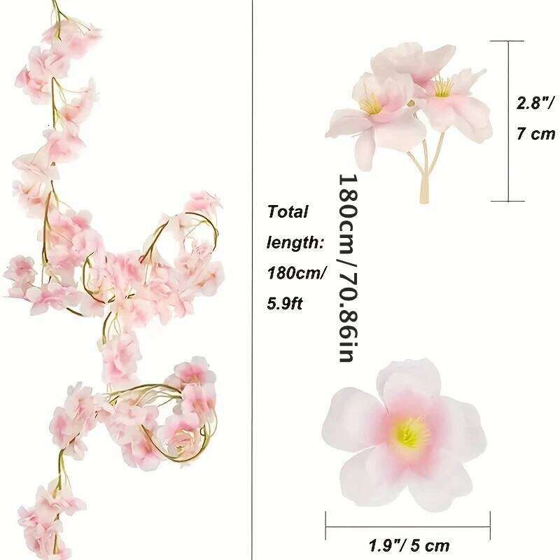 1pcs Simulated cherry blossoms, Valentine's Day, bride's wedding, spring hanging home, living room, outdoor garden decoration Y260130