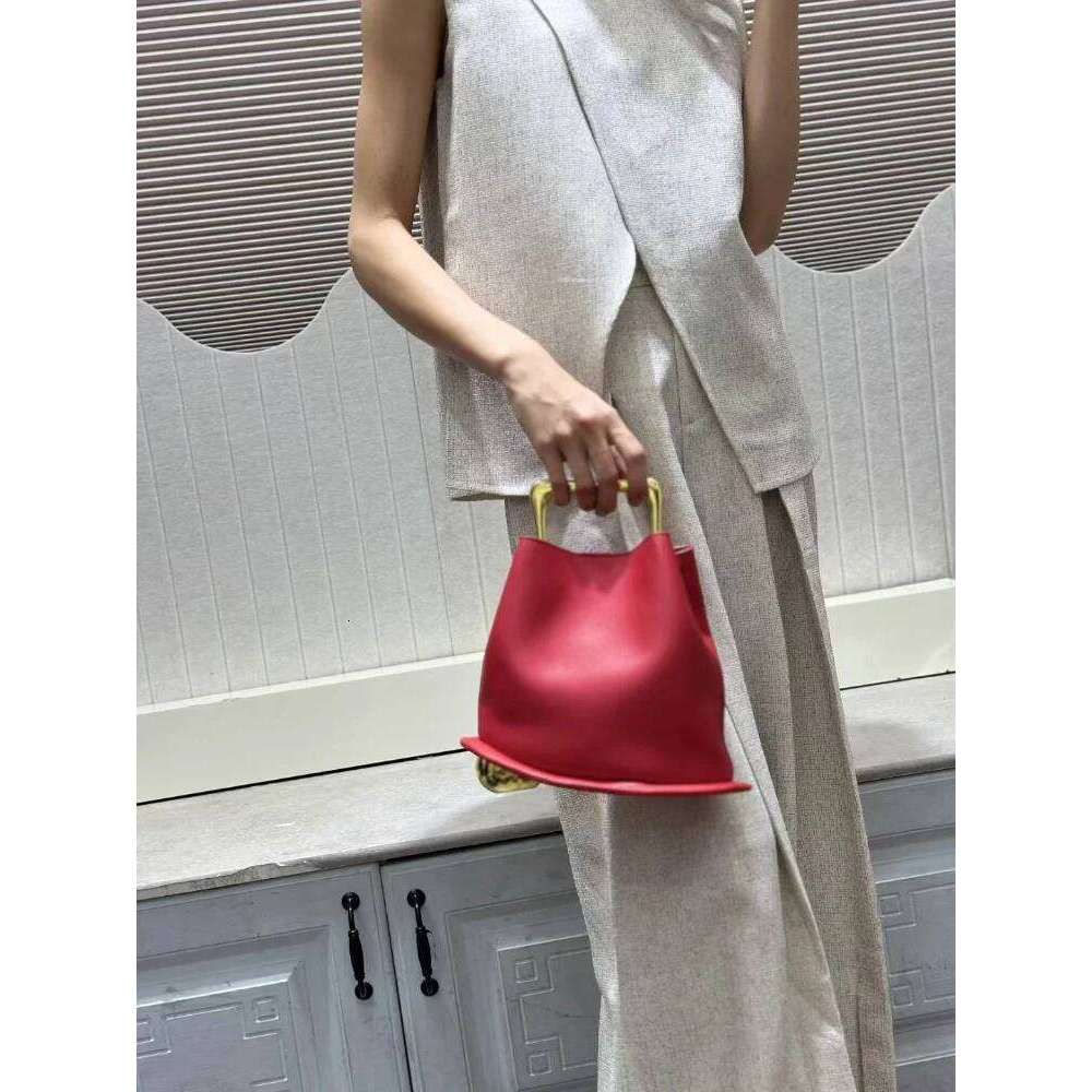 Stylish Irregular Bucket Tote Bag For Women High-End Metal Handle PU Leather Shoulder Crossbody Bags Female Wedding Purse Clutch