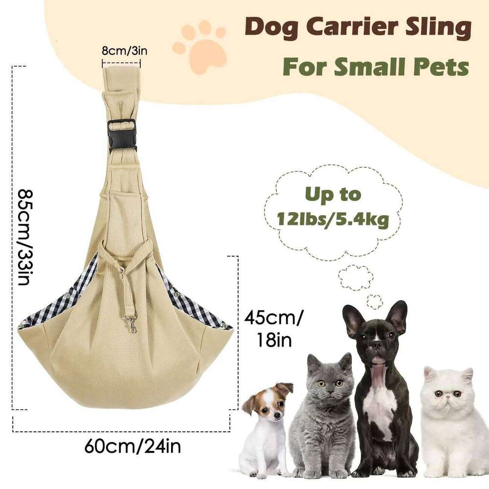 Pawaboo Small Reversible Hands Free Dog for Puppy Sling Carrier with Adjustable Strap Buckle 26H0130