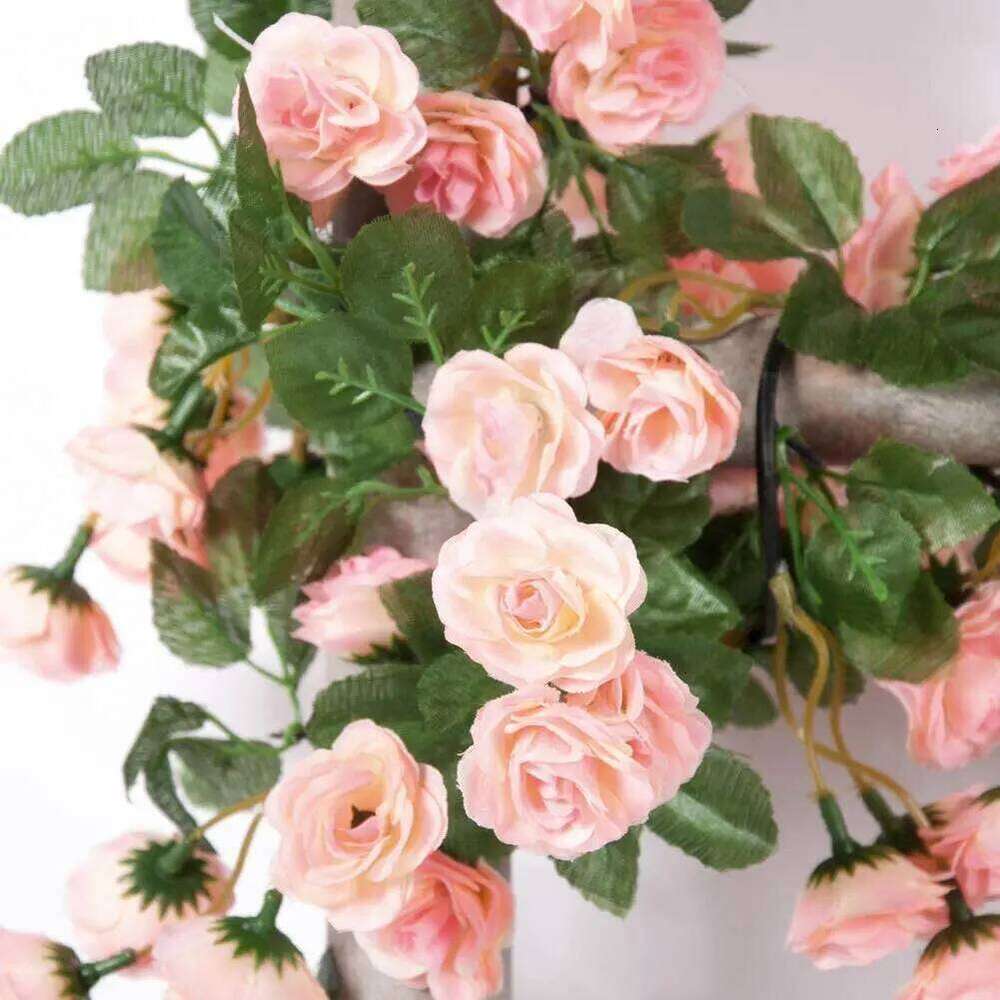 16FT Fake String Plants Artificial Rose Vine Flowers for Wedding Home Party Garden Craft Art Decor White Pink Y260130