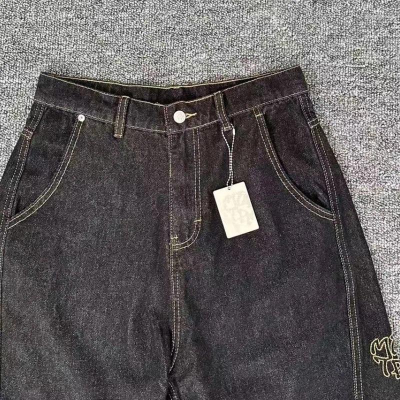 Men's Jeans Classic Black Men Women Couples Loose Casual Straight-leg Pants Autumn Simple Letter Print Denim Trousers