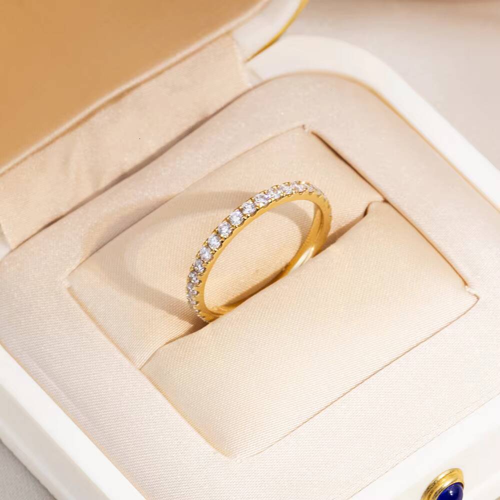 MSR-408 18K Yellow Gold Eternity Wedding Engagement Ring Round Lab Grown Diamond Ring