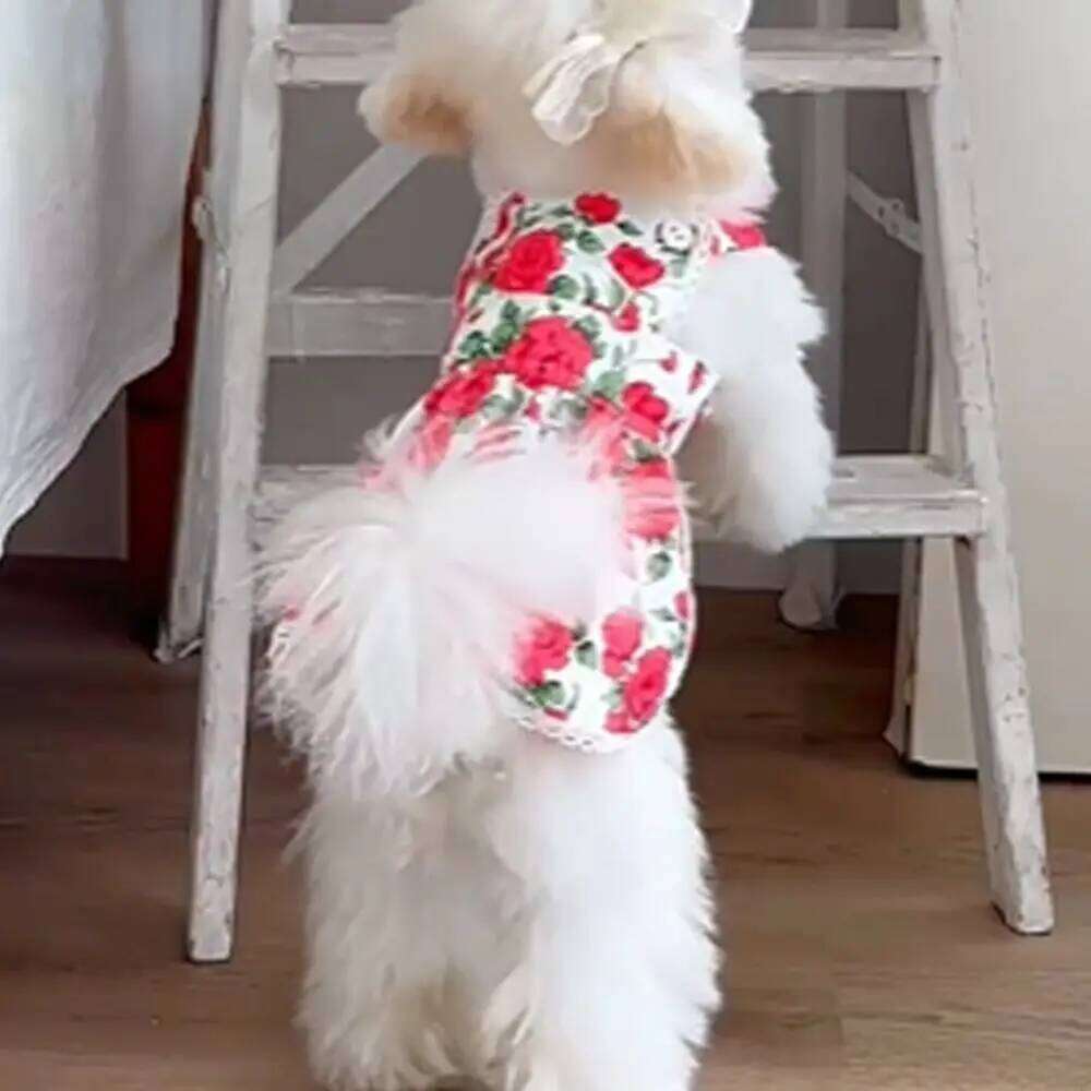 Supplies Cute Rose Flower Dog Dress Soft Breathable Cat Princess Skirt Thin Design Pet Summer Clothes Spring H260129