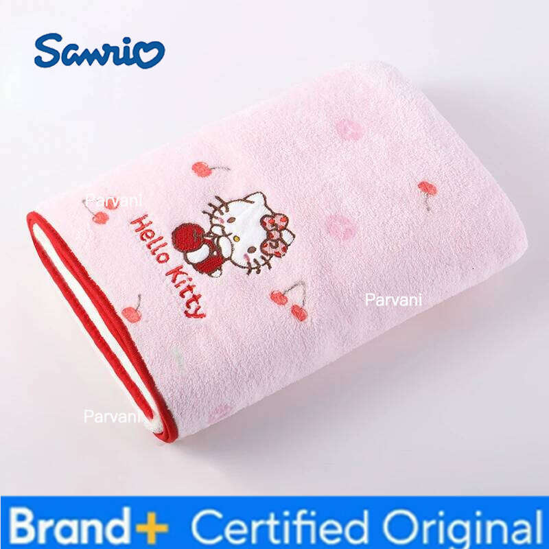 Sanrio Kawaii Home Products HelloKitty Sweet Anime Girls Bathroom Soft Fluffy Super Absorbent Coral Fleece Bath Towel H2601301