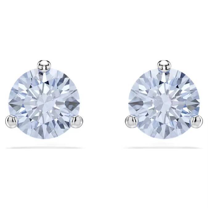 Trendy Blue Lab Grown Solitaire Rhodium Stud Earrings Round Cut for B2B Jewelry Wholesale Custom Factory Supplier