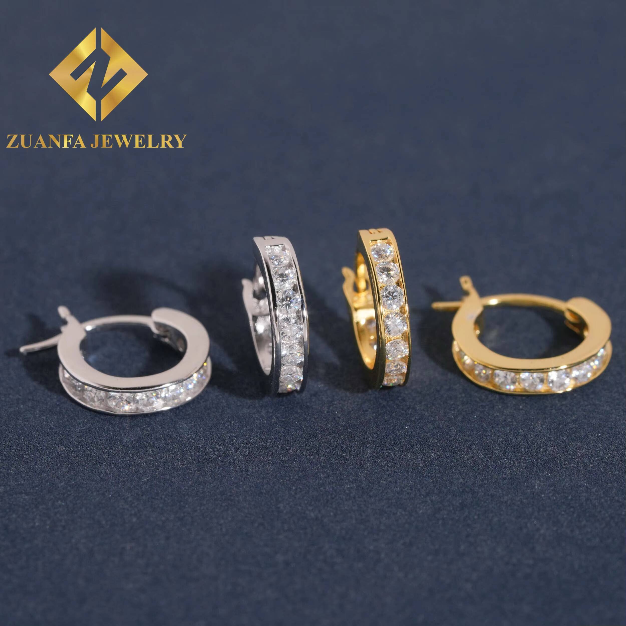 Fashion Hoop Earring 925 Sterling Silver VVS Moissanite Hoop Earring Hip Hop Earring Jewelry for Men Women