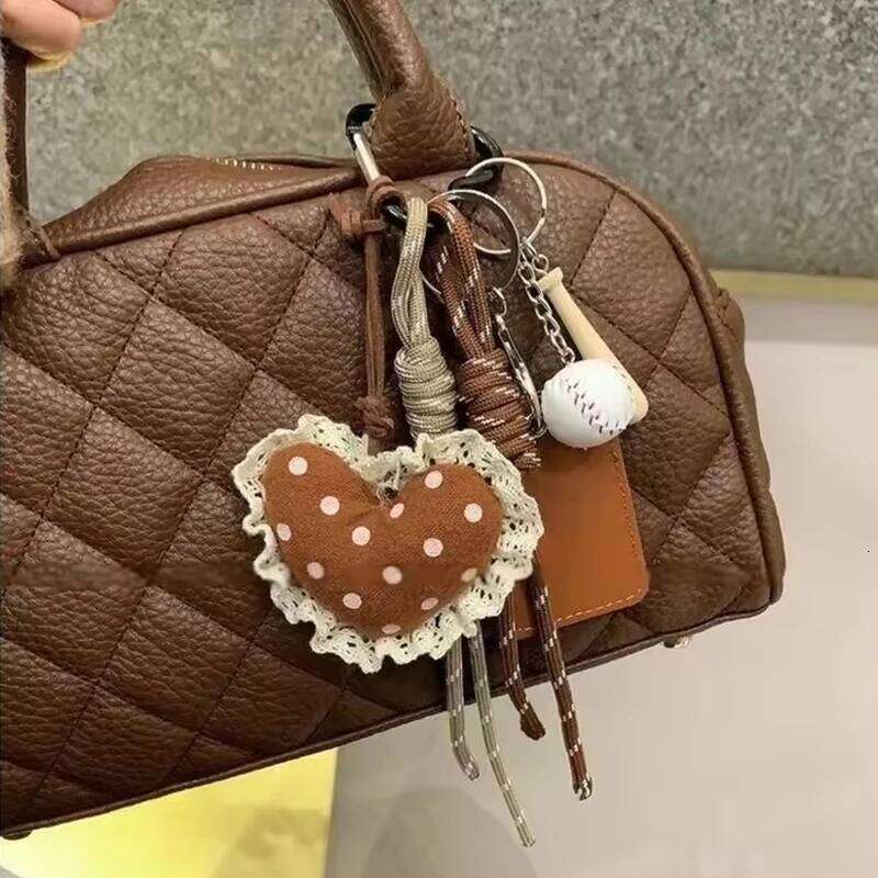 Fashion Rope Baseball Keychain Trendy Bag Hanging Lace Border Love Decoration Pendant Gift For Women Z260130