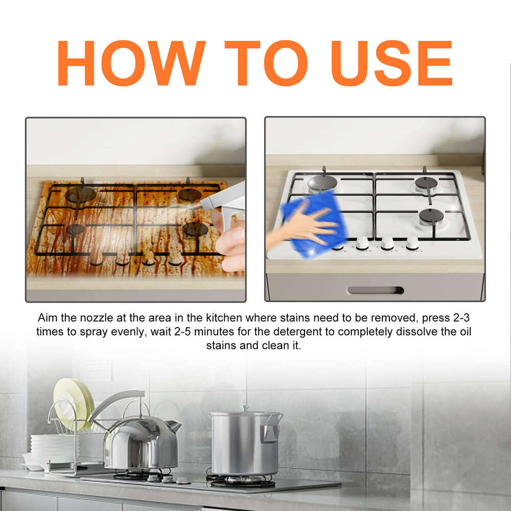 Jue-Fish Kitchen Grease Cleaner Household Range Hood Stove Sink Oil Stain Remover S260130