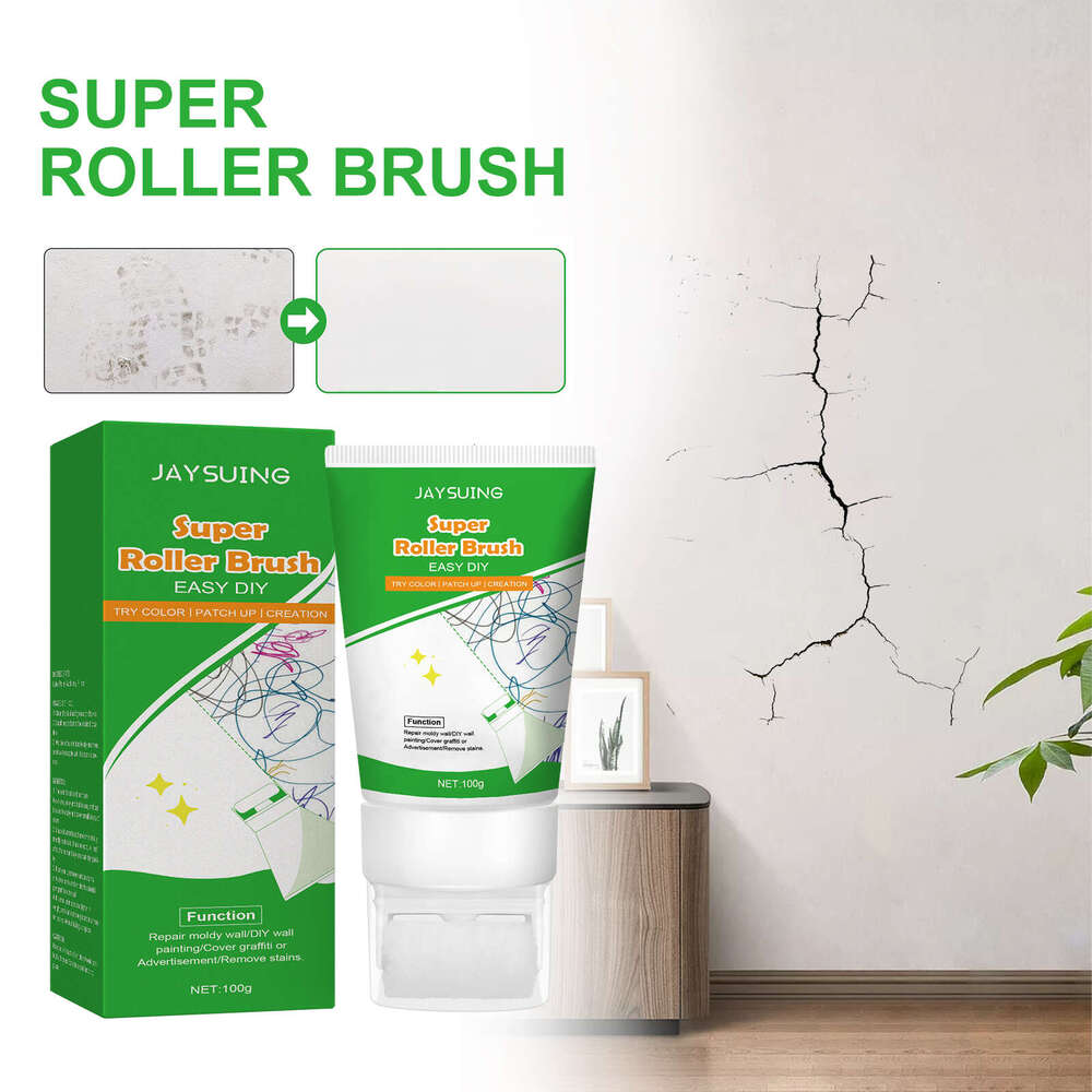 Jaysuing White Wall Surface Repair Roller Brush Moisture-Proof Anti-Detachment Cover Stains Cracks Renovation Paint S260130