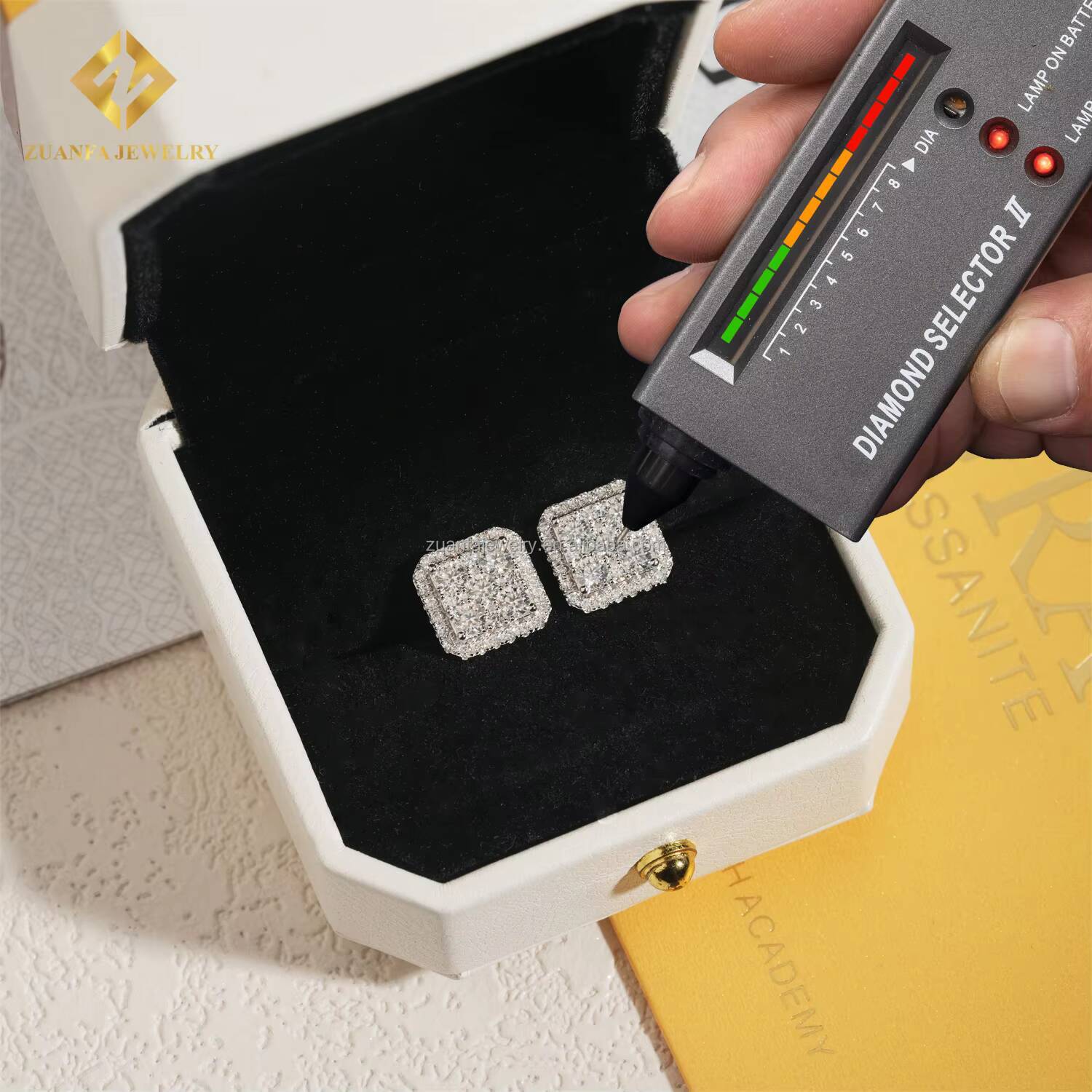 Stylish Cheap Price High Quality Bulk Stock Hip Hop Rapper Jewelry 925 Sterling Silver VVS1 Moissanite Stud Earring Screw Back