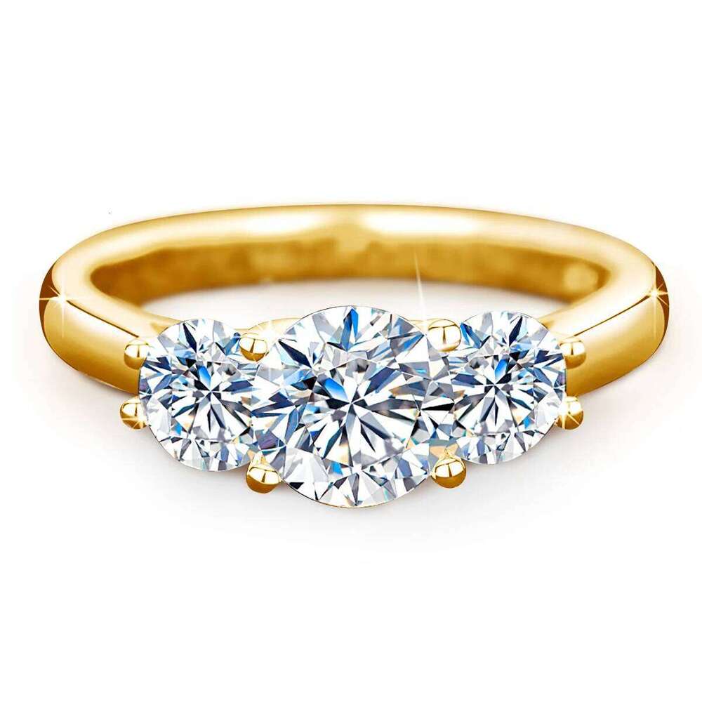 Yellow Gold Moissanite Rings for Women Total Is 2ct D Color VVS1Eternity Engagement Jewelry With Certificate Original Trend Gift XJ260130