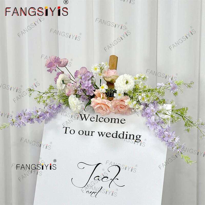Purple pink Rose Wisteria Hang Flower Row Arrangement Wedding Backdrop Stage photography Deco Event Aisle Floor Floral Sign prop Y260130
