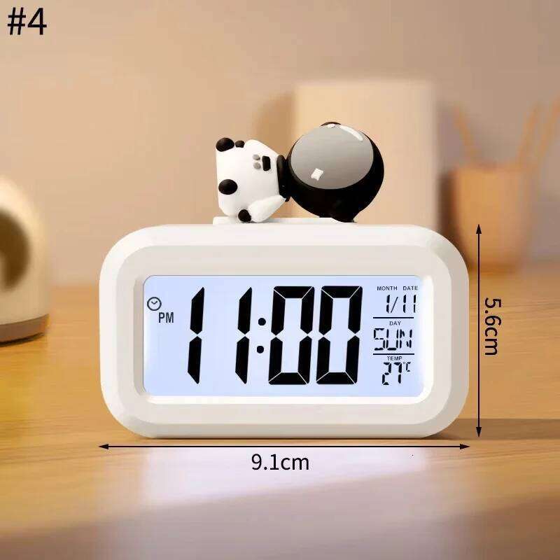 Kawaii LED Digital Cartoon Pig Alarm Clock with Night Light Room Watch Bedroom Bedside Ornaments Cute Rome Decor W260130