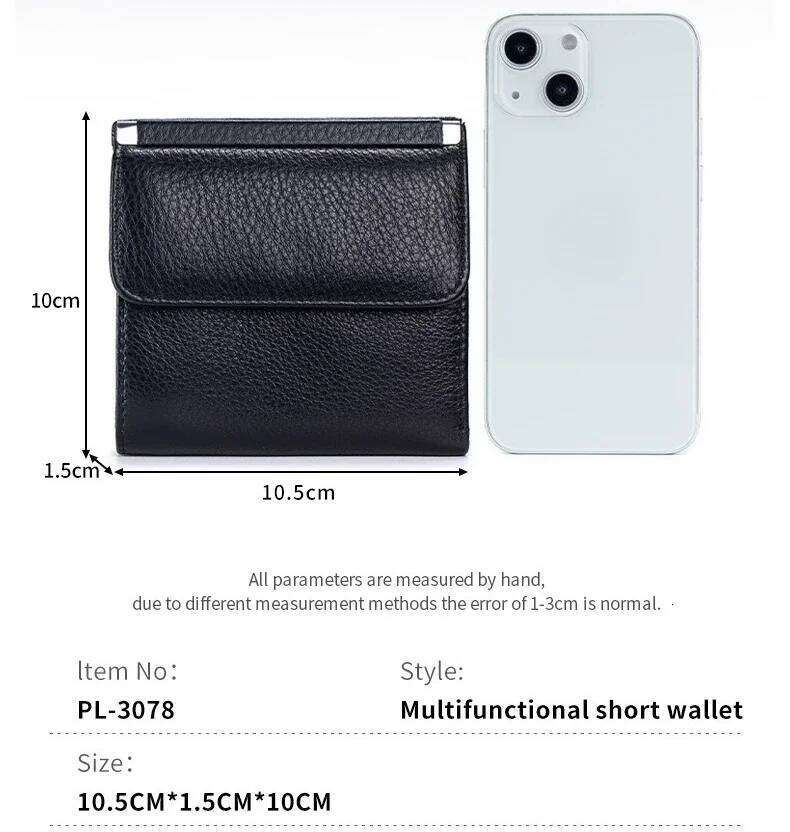 Women Small Bifold Leather Pocket Money Bag Ladies Slim Compact Short Purse Cowhide Lovers Wallets Z260130