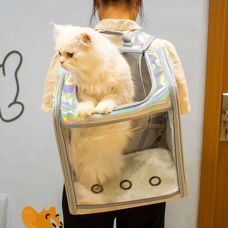 Cat Carrier Backpack Breathable Travel Outdoor Shoulder Bag For Small Dogs Portable Transparent Carrying Pet Supplies Laser 26H0130