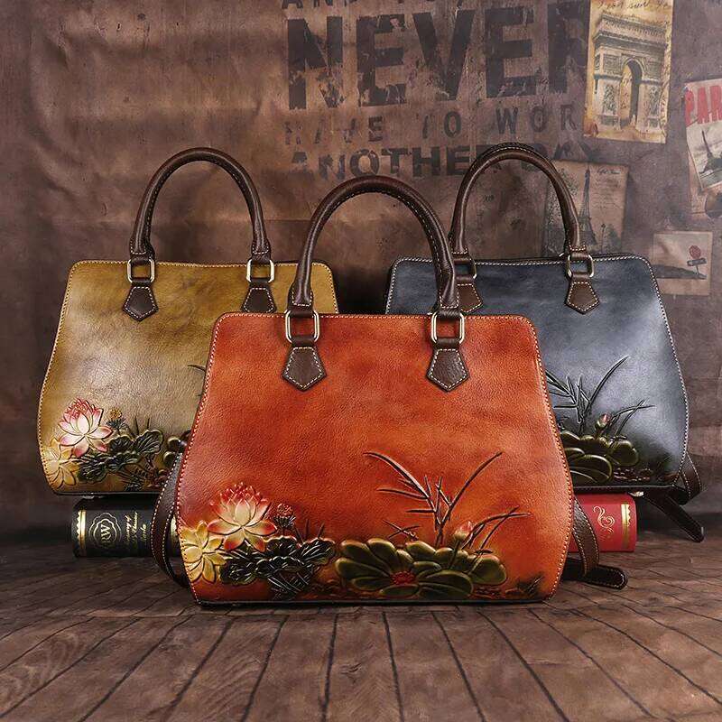 MOTAORA Handmade Genuine Leather Embossing Women Handbags Trend Female Shouder Bags Vintage S Bag Luxury Designer New KABAHEBINGJUE