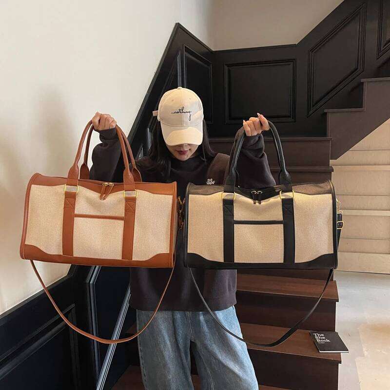 Oversized Travelling Handbags For Women Cotton Fabric Large Capacity Airplane Luggage Bag Simple Fashion Shoulder Crossbody Bags Z260130