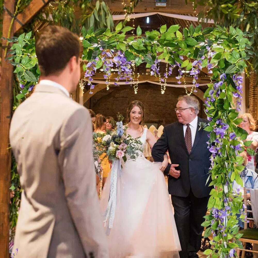2m Artificial Flowers Wisteria Garland Vine Rattan Silk Hanging Flower for Home Garden Outdoor Wedding Arch Floral Decor Y260130