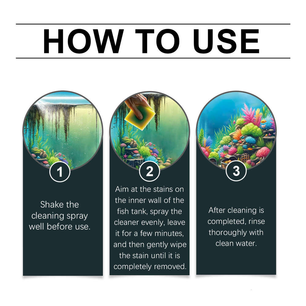 Jue-Fish Tank Stain Removal No Residue Non-Damaging Fish Cleaner Spray S260130