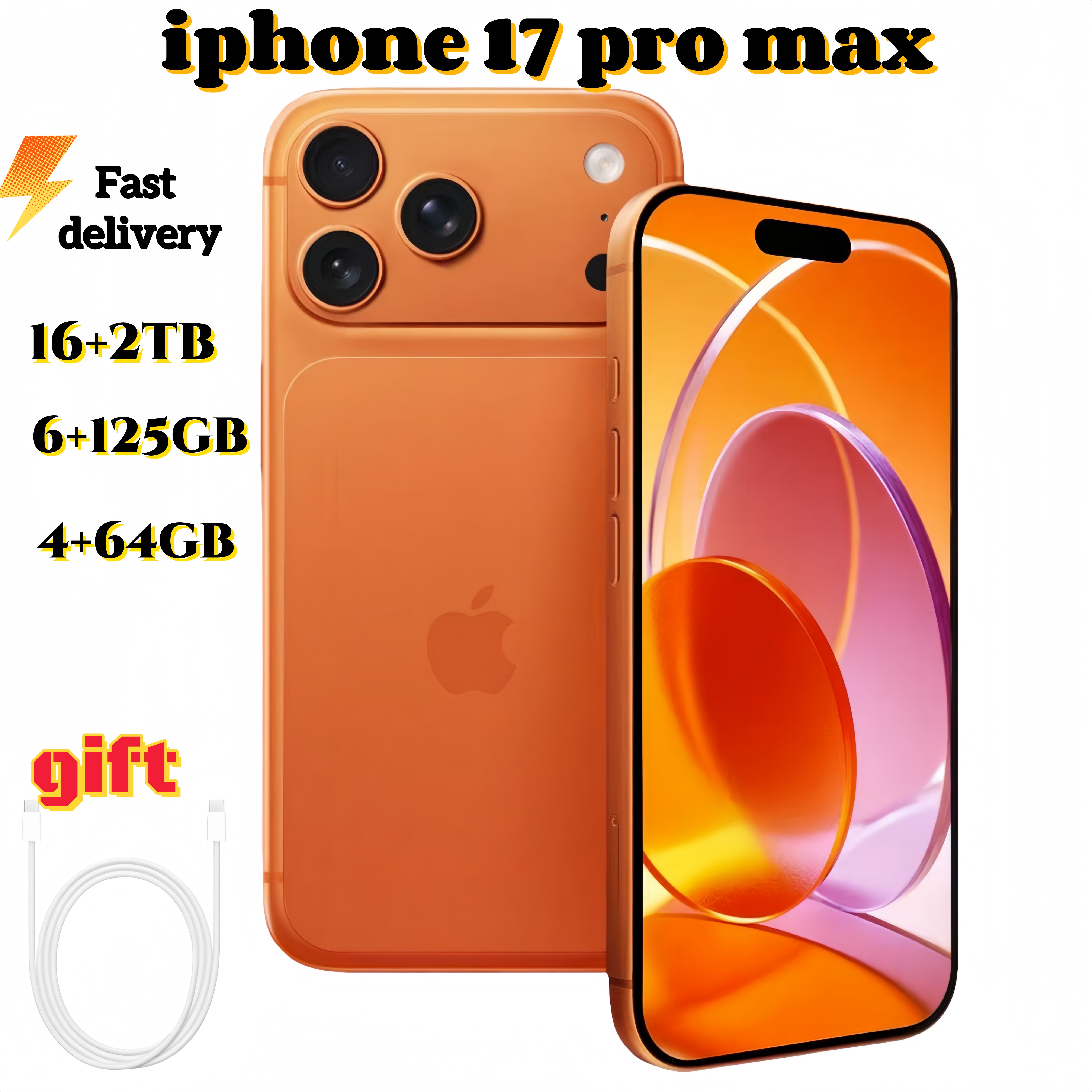 Original Unlocked iphone17 Covert to phone 16 Pro 5G Cellphone Android smartphones with Dual SIM full screen high-definition Camera GPS RAM 64GB 256GB 1TB 2TB