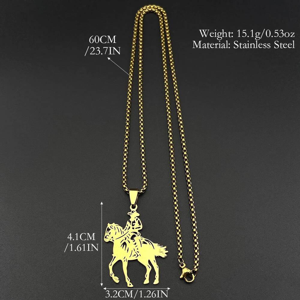 Fashion Cowboy Horse Chain For Women Men Stainless Steel Silver Color Animal Pony Power Ranch Male Necklace Festival Jewelry