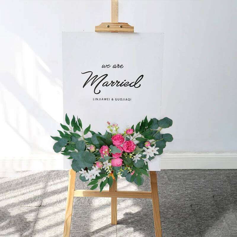 1PC Artificial Arch Flowers Boho Red Rose Eucalyptus Garland Drapes Home Decoration Wedding Decorations Welcome Sign W260130