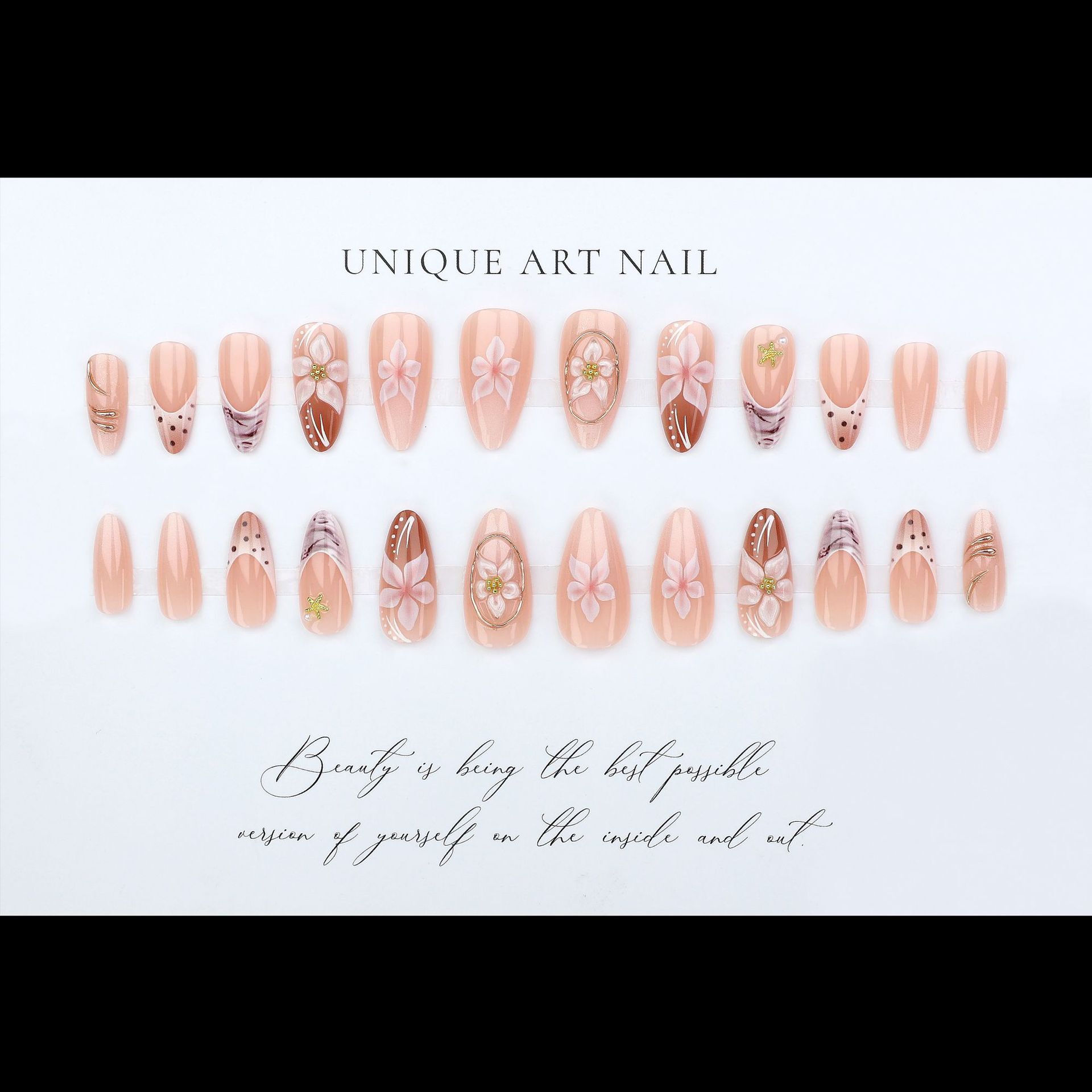 European and American Cross-Border Nails French Polka Dot Marble Pattern Handmade Gold-Plated 3D Carved Nail Art Finished Wearable