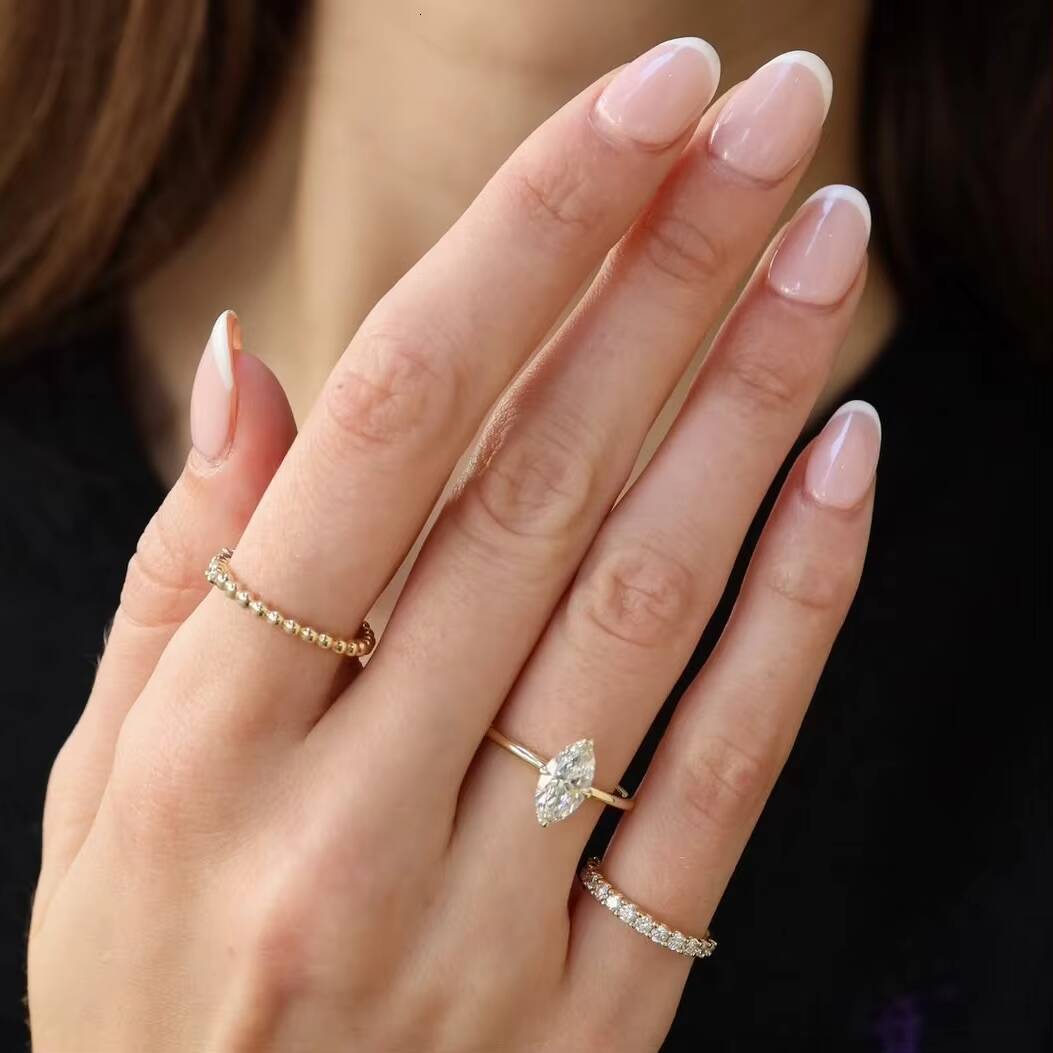 GRA Certified Premium 3CT Moissanite Engagement Band Women 14K 18K White Gold Marquise Cut Moissanite Ring Wedding Band