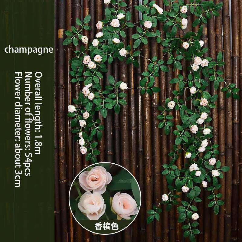 Pink Simulated Rose Fake Flowers Vine Vines Plastic Ceiling Wedding Background Simulation Flower Home Decoration W260130