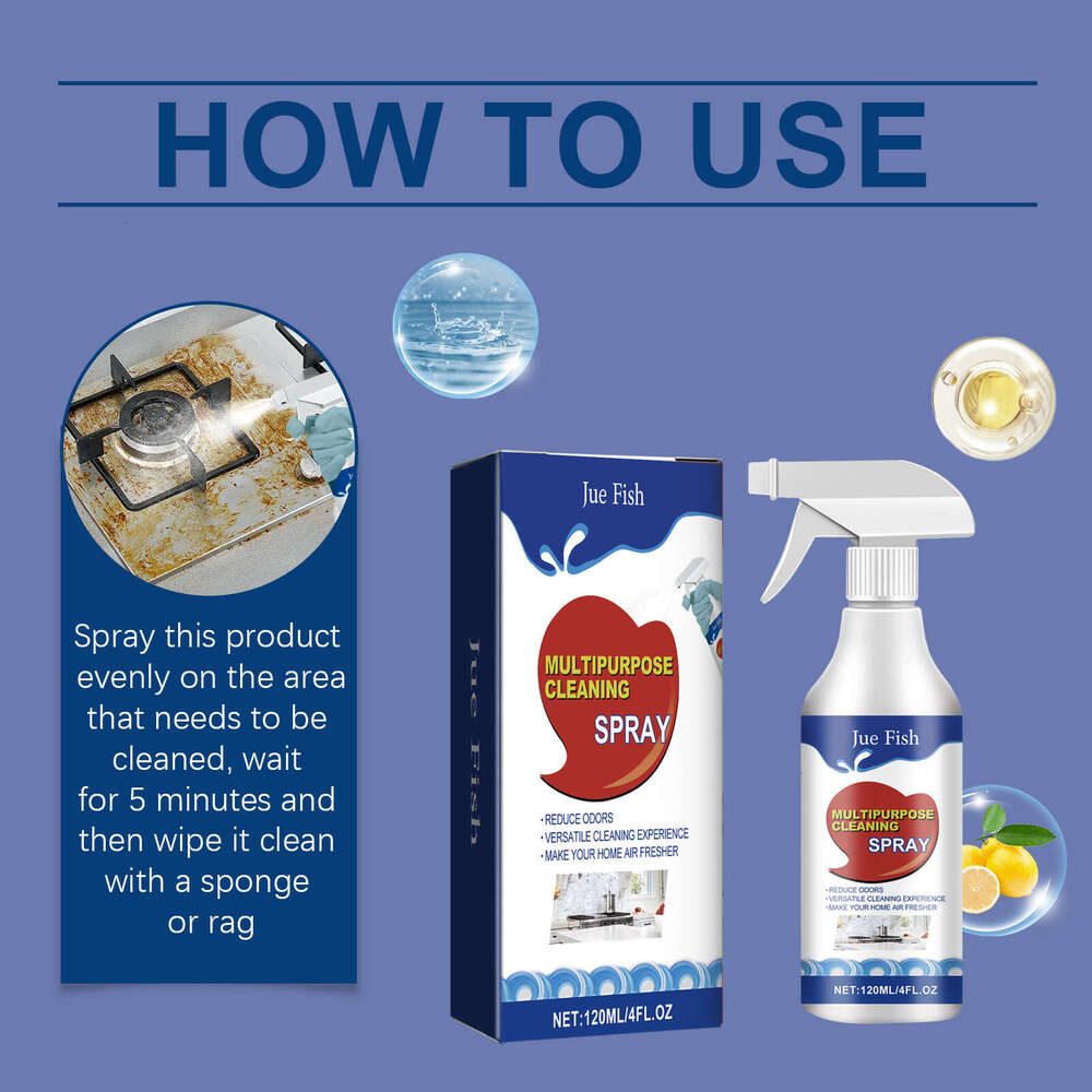 Jue Fish Multi-Purpose Cleaning Spray Kitchen Heavy Oil Tile Stains Multi-Effect Household Cleaner S260130