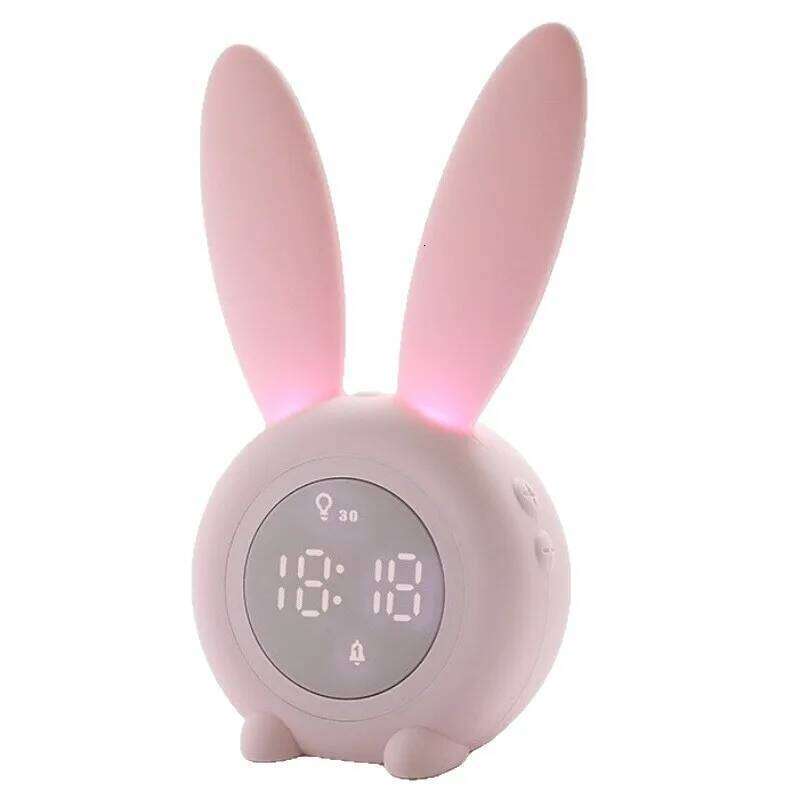 Rabbit Timer ClockUSBCharging Desktop OrnamentledClock Lamp Children's Student Cartoon Cute Electronic Alarm Clock W260130