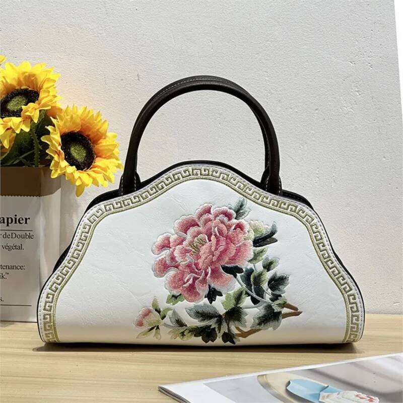 Johnature New Chinese Style Exquisite Embroidered Handbag Retro Women S Leather Bag Versatile Elegant Shoulder Bags KABAHEBINGJUE