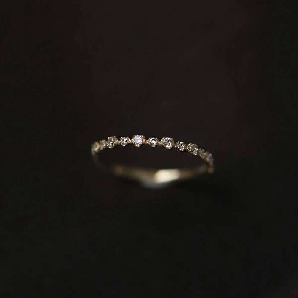S925 sterling silver plated 14K gold beautiful row diamond temperament zircon ring exquisite, sweet and simple to layer XJ260130