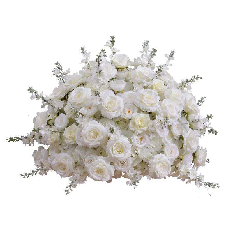 80/70/60/50cm Large White Rose Artificial Flower Wedding Table Centerpiece Ball Arrangement Party Road Lead Window Display Props Y260130