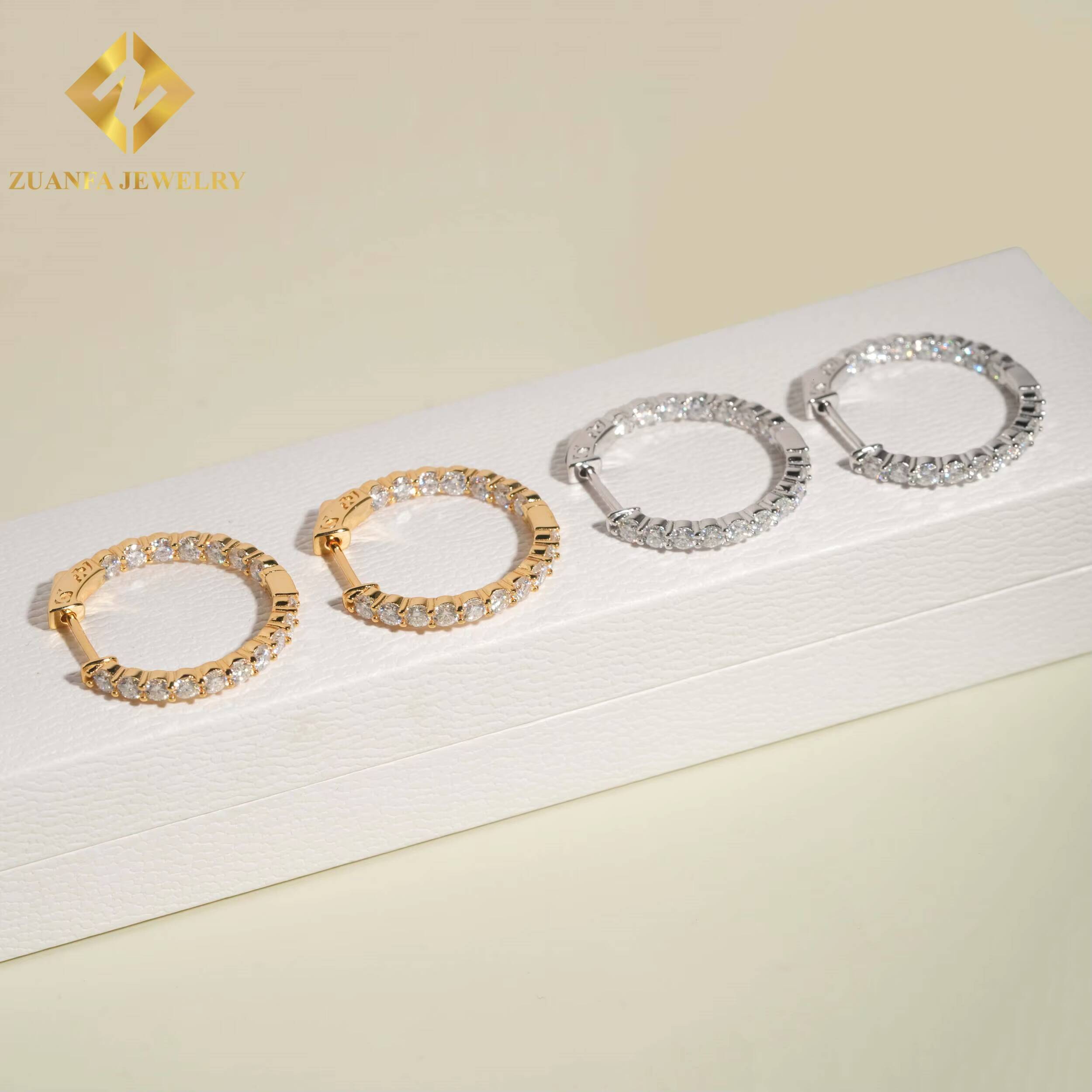 Fashion 29mm Hoop Earring 925 Sterling Silver VVS Moissanite Diamond Hoop Earring Dazzling and Sparkling Hoop Jewelry Unisex