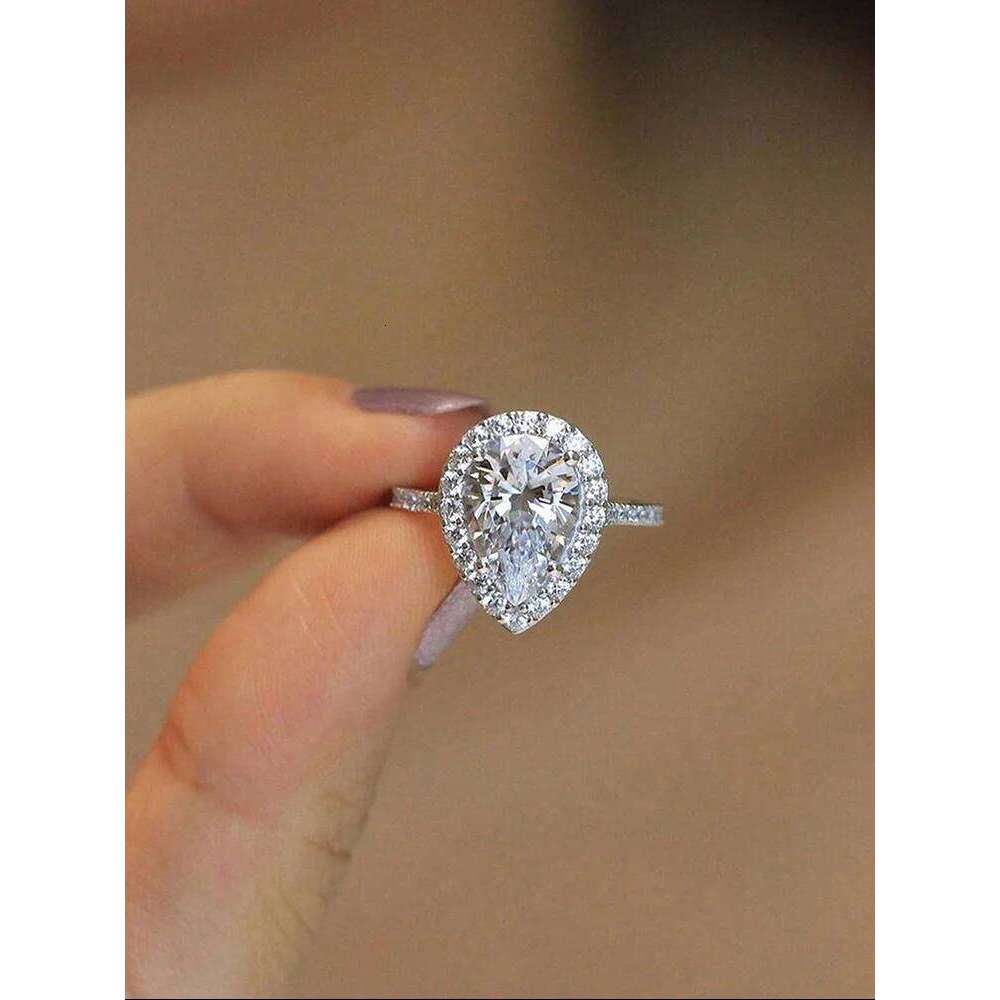 925 Sterling Silver Simplicity Classic Fashion WaterdRop Ring For Women Engagement Wedding Luxury High Quality Fine Jewelry XJ260130