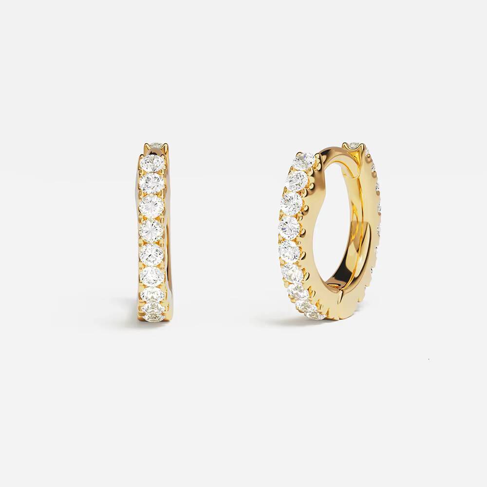 Solen Tenth Lab Grown Diamond 18k Solid Gold Click Hoop Earrings