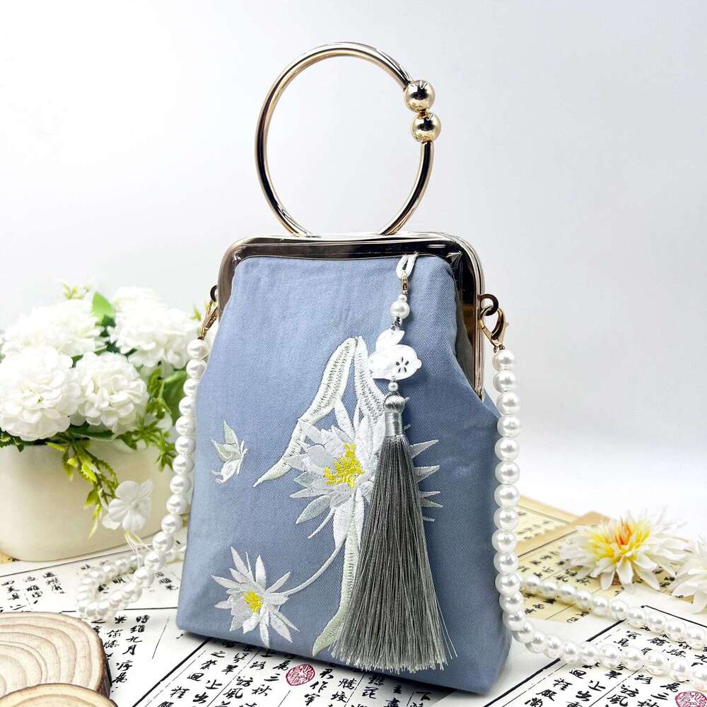 Embroidered Fairy Pearl Crossbody Clutch Phone Bag Ancient Chinese Style Mamian Skirt Handbag MASA