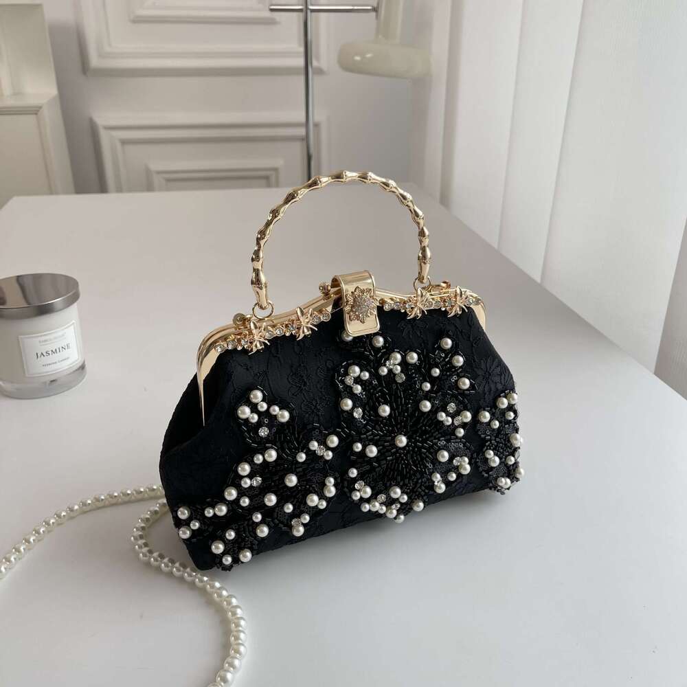 Fashion Handbag Cheongsam Banquet Clutch Embroidered Bead Shoulder Pearl Chain Bag SHANGFANNI
