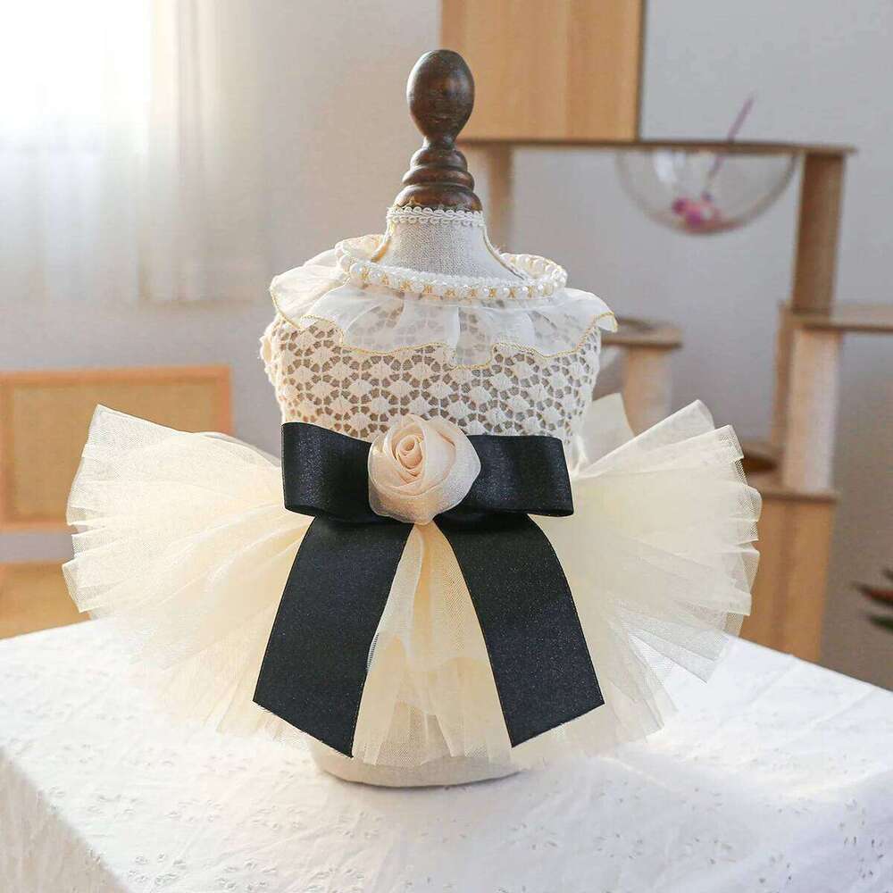 Luxury Girl Dog Kawaii Dress For Small Puppy Animal Pearl Collar Accessory Pet Chihuahua Yorkshire Apparel Clothing Cat Wedding H260130