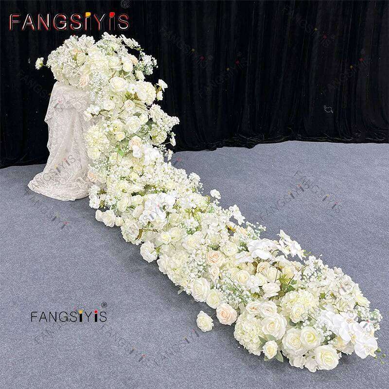 White Rose Hydrangea Leaf Wedding Arch Floral Row Arrangement Table Centerpieces Flower Ball wreath Birthday Event Party Supplie Y260130