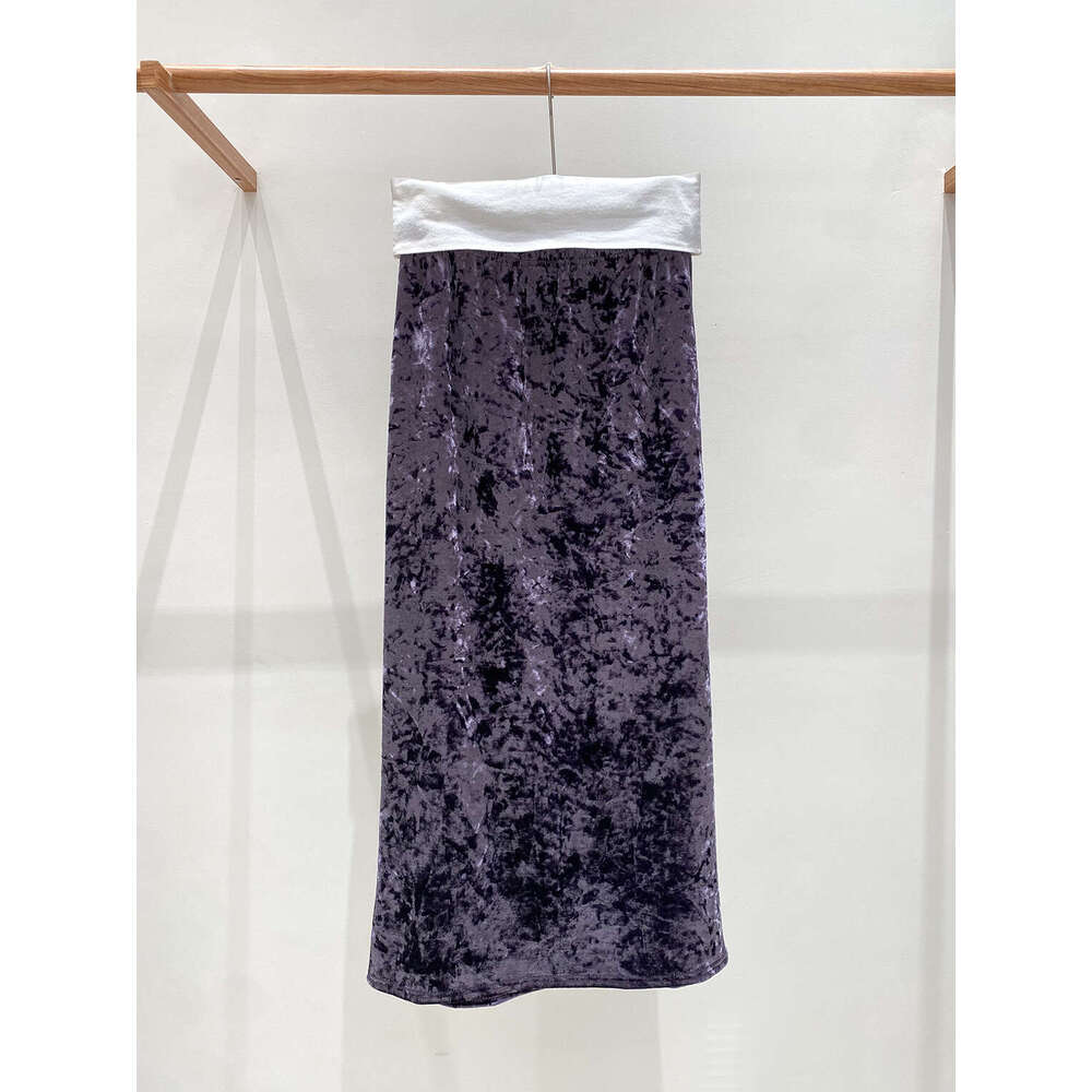 Zhihetang New Chinese National Style Diamond Velvet Half Winter Fleece Lined Thickened Split Straight Skirt LEEGO LENS