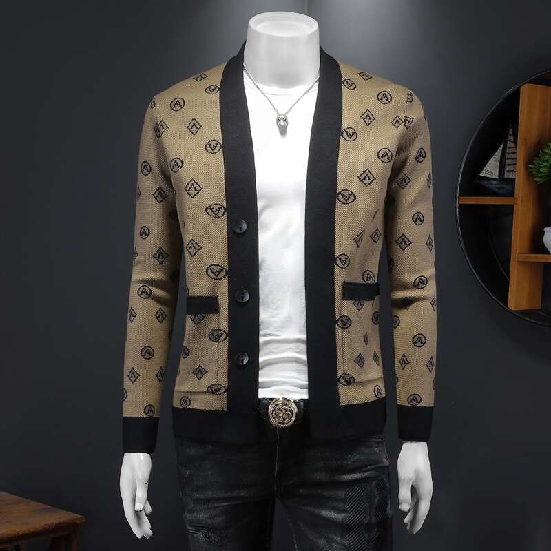 Autumn Winter New Men's No Button Cardigan Knitted Wool Youth Fashion Sweater Men