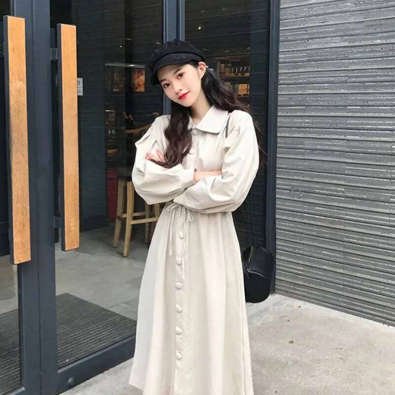 Spring and Autumn New French Chic Lapel Long Sleeve Commuting Dress XJ260130