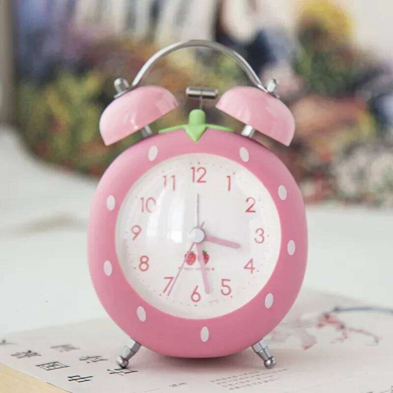 Strawberry Small Alarm Clock Loudly Bell Snooze Cartoon Children Luminous Simplicity Mute Bedside W260130
