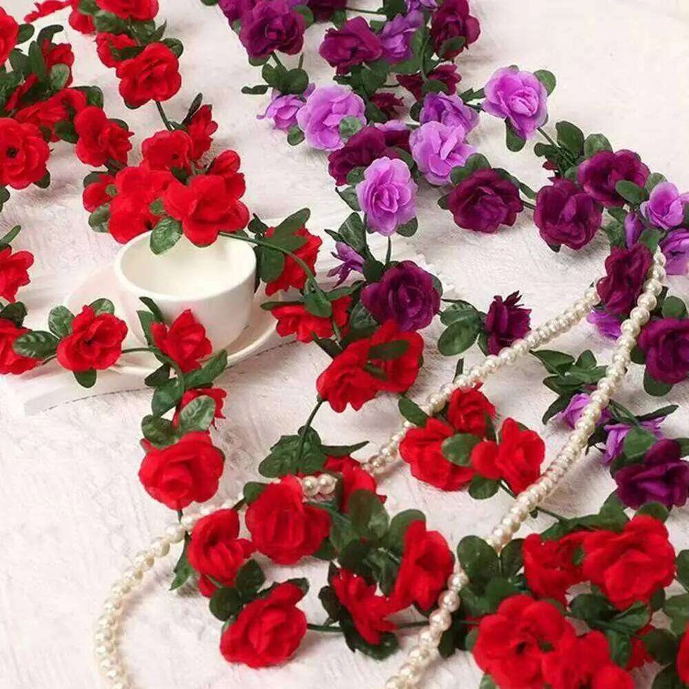 2.5M Realistic Garland UV Resistant Faux Flower Rattan Vine Wedding Party Hanging Simulation Bloom Decoration W260130