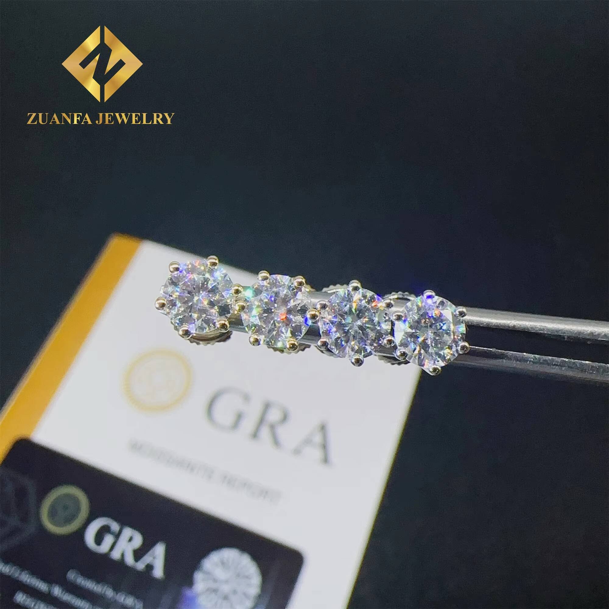 Drop Shipping GRA Certificates 10k White Gold Screw Back Iced Out Man 4mm --10mm Round VVS1 Moissanite Hip Hop Stud Earrings