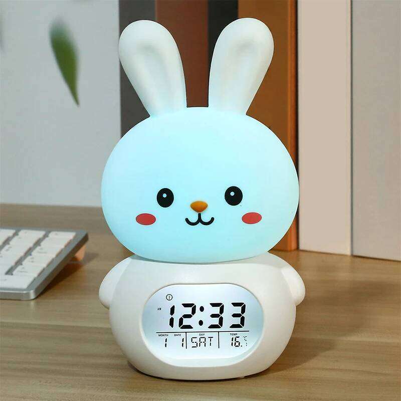 Patting Night Light Alarm Cute Rabbit Multiple MusicBedroom RGB Colorful Pet Clock Student Countdown W260130